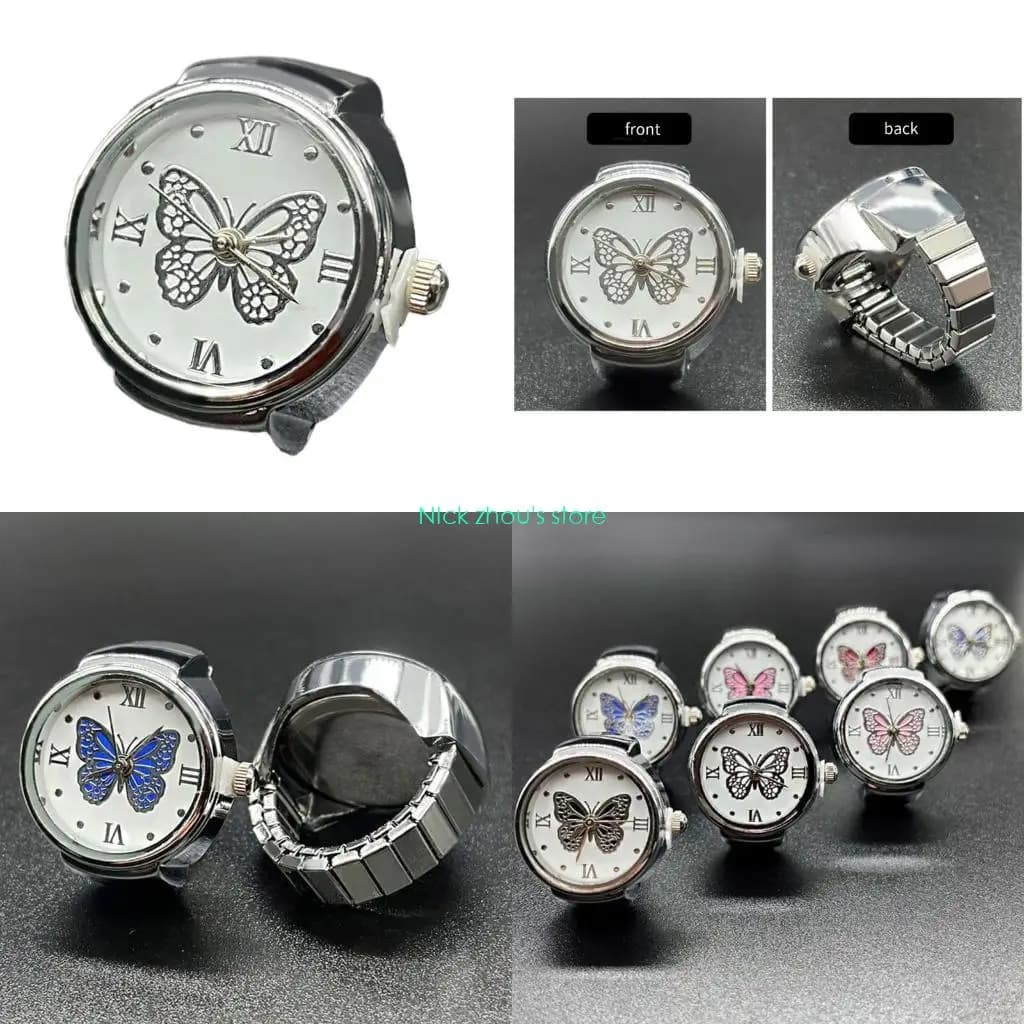E15E Watch Ring for Women and Men Analog Quartz Watch with Roman Numerals