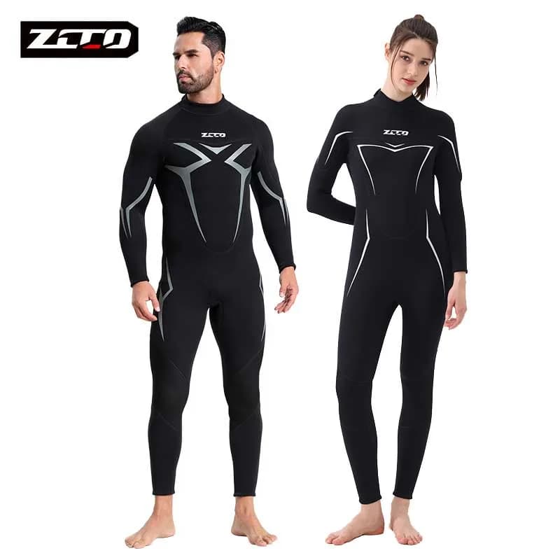Muta subacquea in neoprene da 3 mm per uomo e donna, intera con cerniera posteriore, per immersione, surf e snorkeling