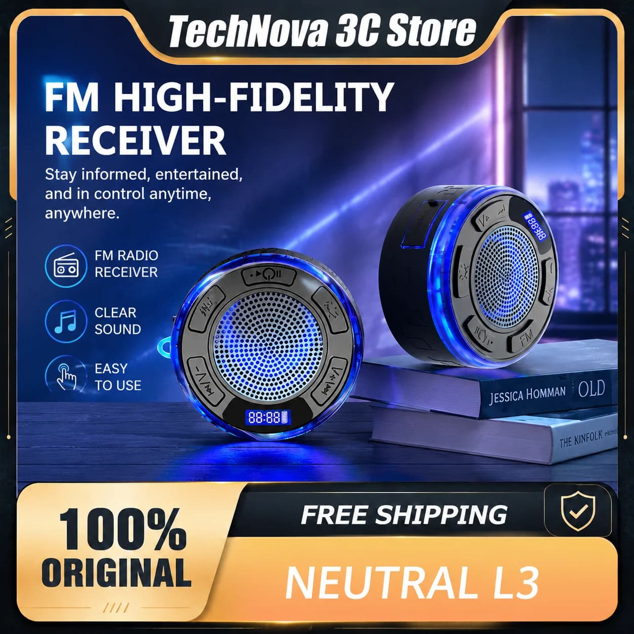 IPX7 Waterproof Shower Speaker with RGB Light Detachable Suction Cup Stereo Sound Bathroom Bluetooth-compatible Wireless Speaker