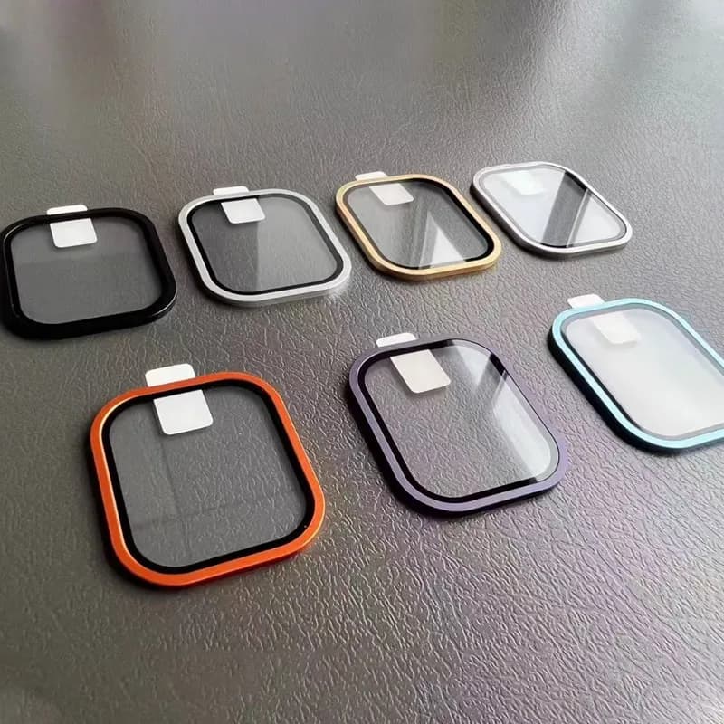 Tempered Glass for Apple Watch Ultra 49mm Anti-scratch Film with Titanium Metal Frame for Ultra 2 2035 Series Screen Protection