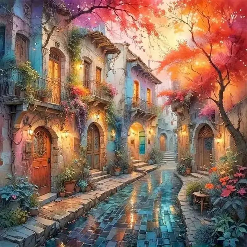 RUOPOTY 5d Diamond Painting Wall Art Decorative Paintings City Scenery Full Round/Square Diamond Art Painting Painting Decor
