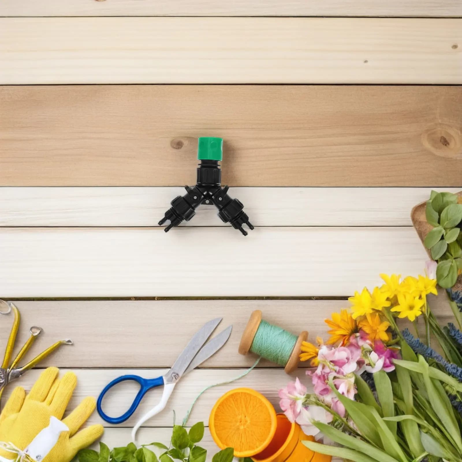 4 Way Hose Splitter: Drip Irrigation Adapter For 1/4 Tubing Garden Faucet Connector For Lawns Flower Beds Yards, Water Spigot