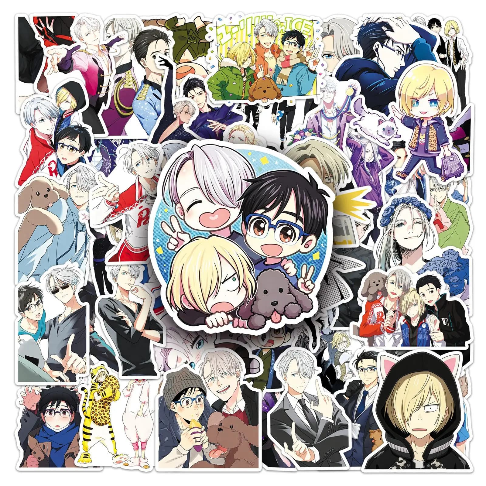 50PCS Yuri on Ice Figure Skating Anime Stickers Cute Character Decals Waterproof for Laptops Water Bottles Scrapbooking