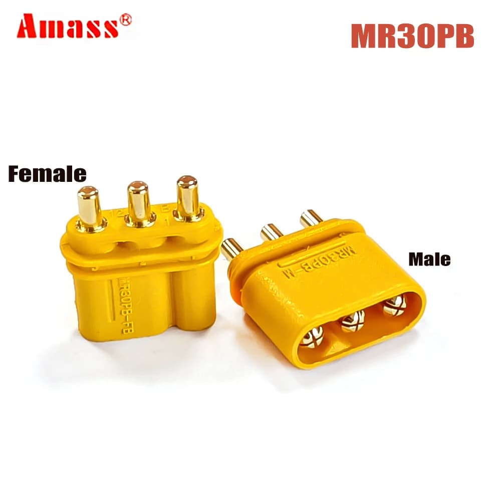 Amass MR30 MR30PB XT30U Gold Plated Connector 5-50 Pairs for RC Drone