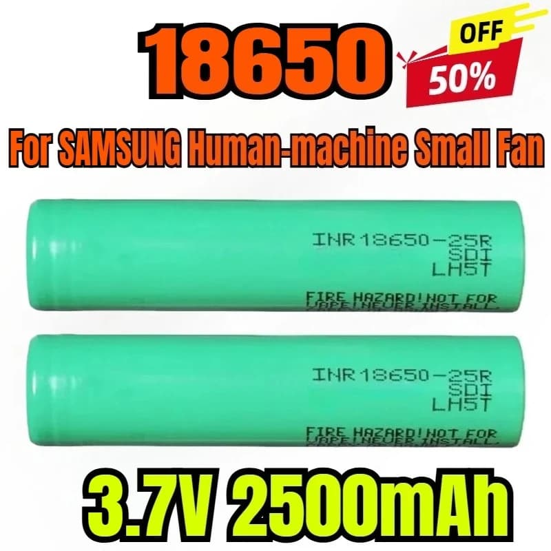 18650 Batteria al litio 2500mAh Batteria al litio di potenza Strumento elettrico Nessuna batteria ricaricabile per SAMSUNG Piccola ventola per macchina umana