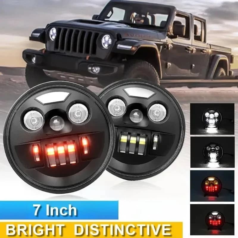 Nuovo 7 pollici 200W rotondo per Jeep Wrangler LED faro rotazione automatica cambiamenti faro moto per Harley Davidson