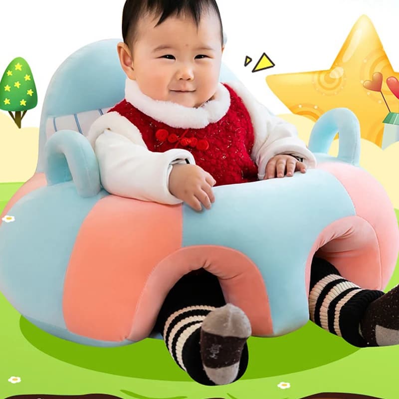 Supporto per divano per bambini Coprisedile Sedia in peluche Imparare a sedersi Comodo lettino da pavimento lavabile con soffio per nido per bambini in cartone animato
