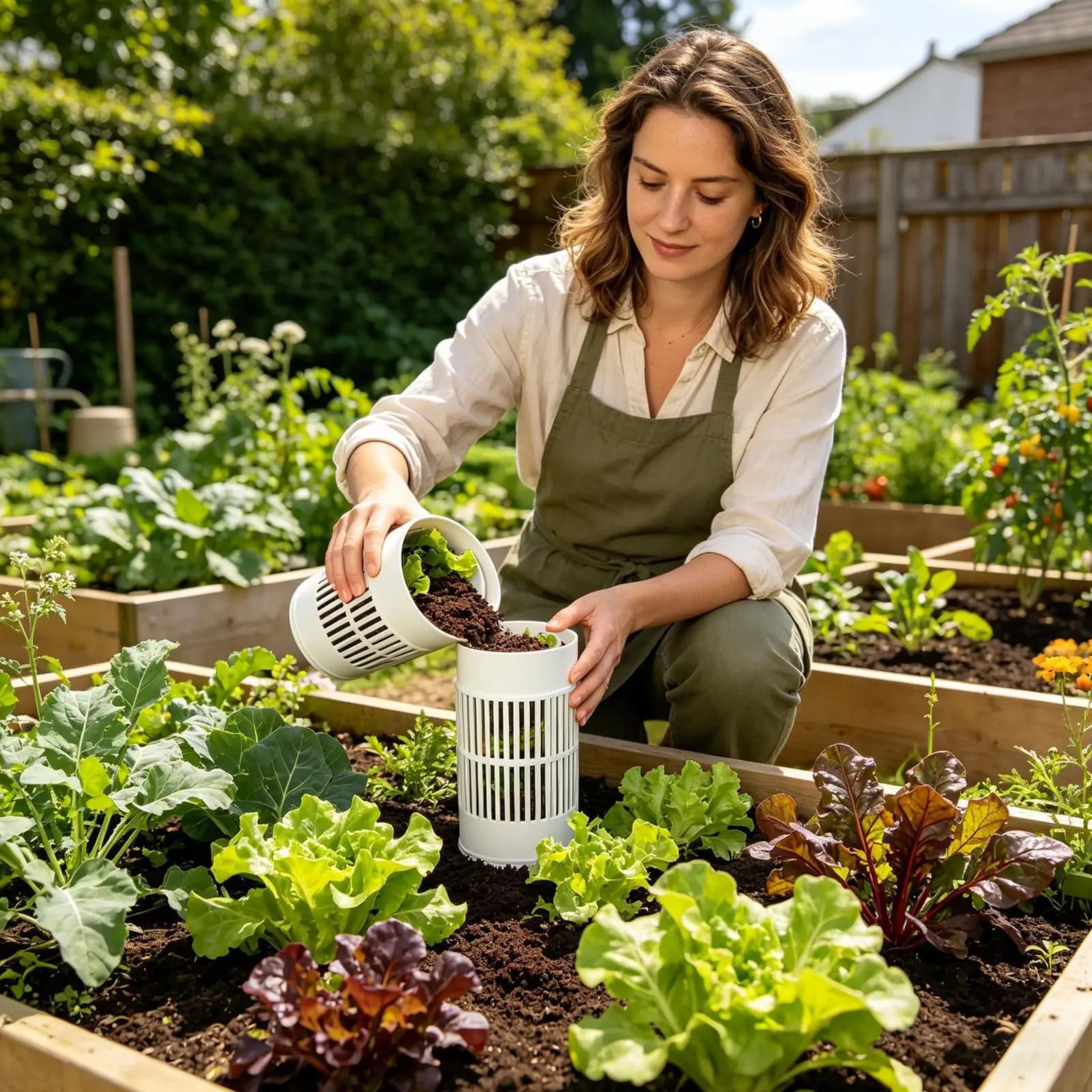 Composter per vermi da esterno, compostiera interrata per giardino, cucina, casa, terreno, cortile