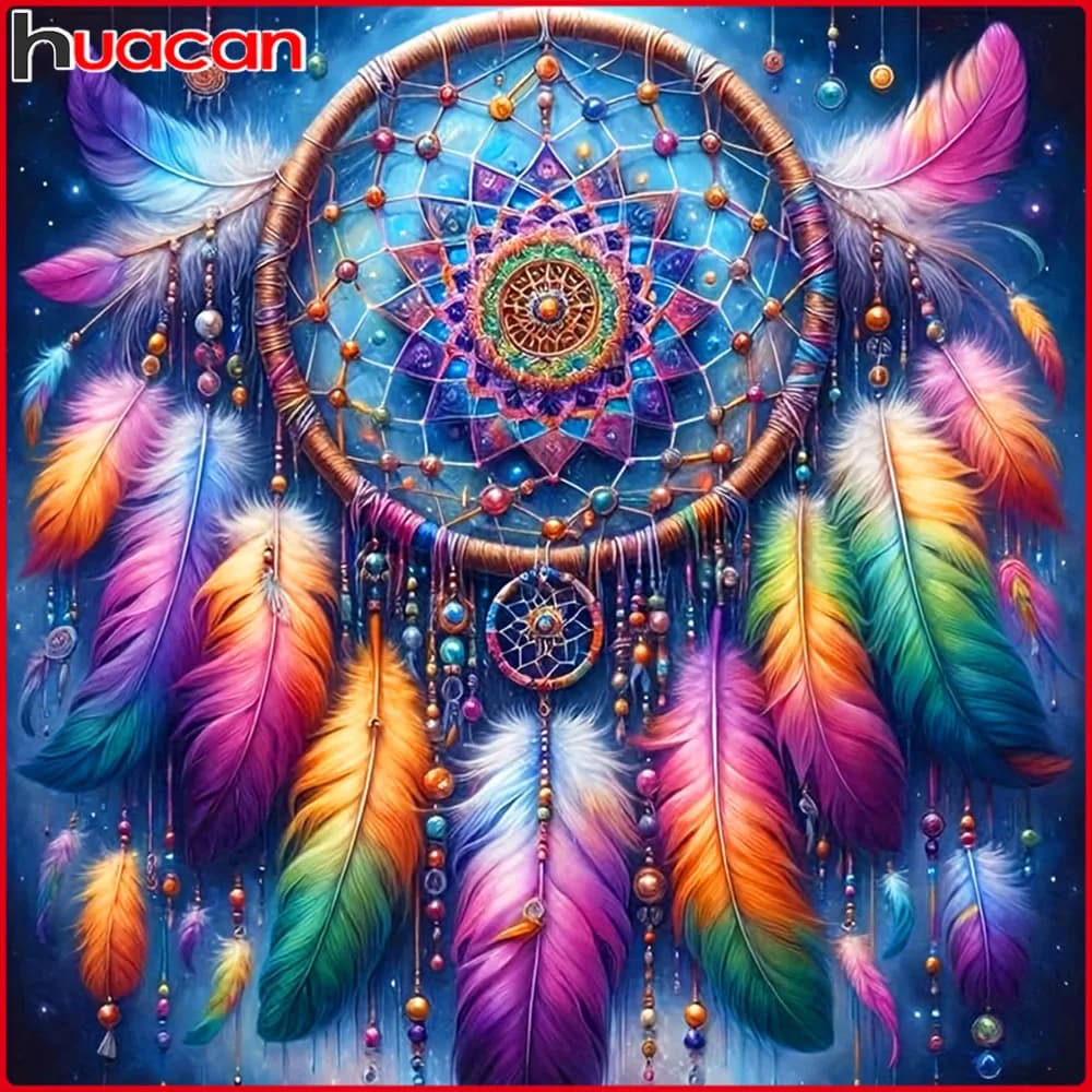 Huacan Full Square Round DIY Diamond Painting Dreamcatcher Diamond Embroidery Flower Complete Kit Gift