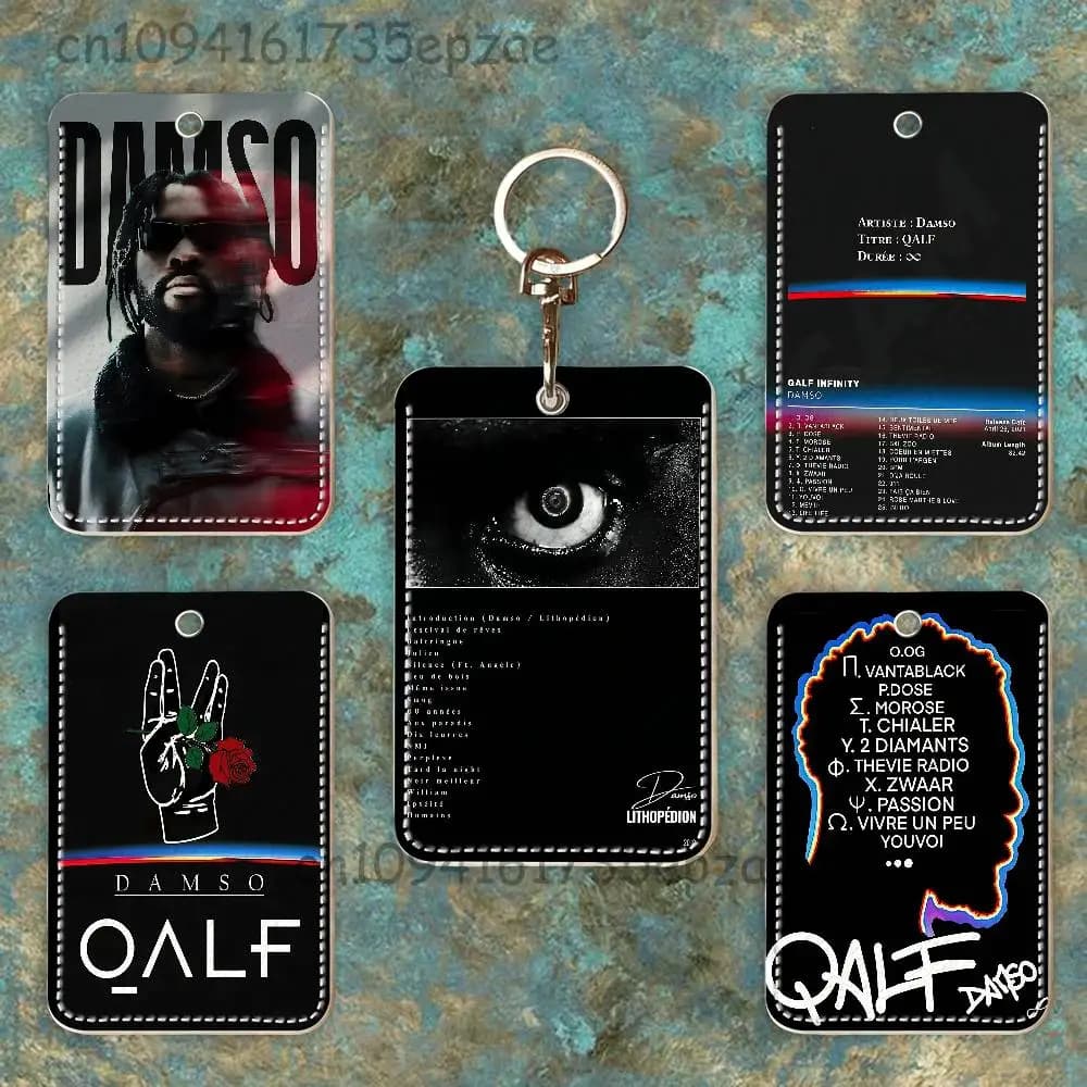 Keyring D-Damso Qalf Rectangular Door Towels Leather Keychain with Ring Door Card Access