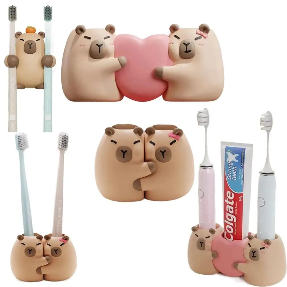 Porta spazzolino capibara multifunzionale Foro di scarico Appeso/Spesa libera Scaffale per dentifricio Riutilizzabile Stabile