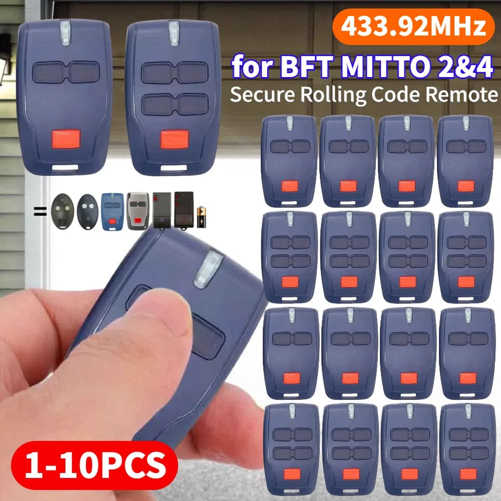1-10 Pezzi Telecomando 433.92MHz Sicuro con Codice Rolling per Cancello e Apriporta Garage Compatibile con Mitto2 RCB 2 4 MITTO4