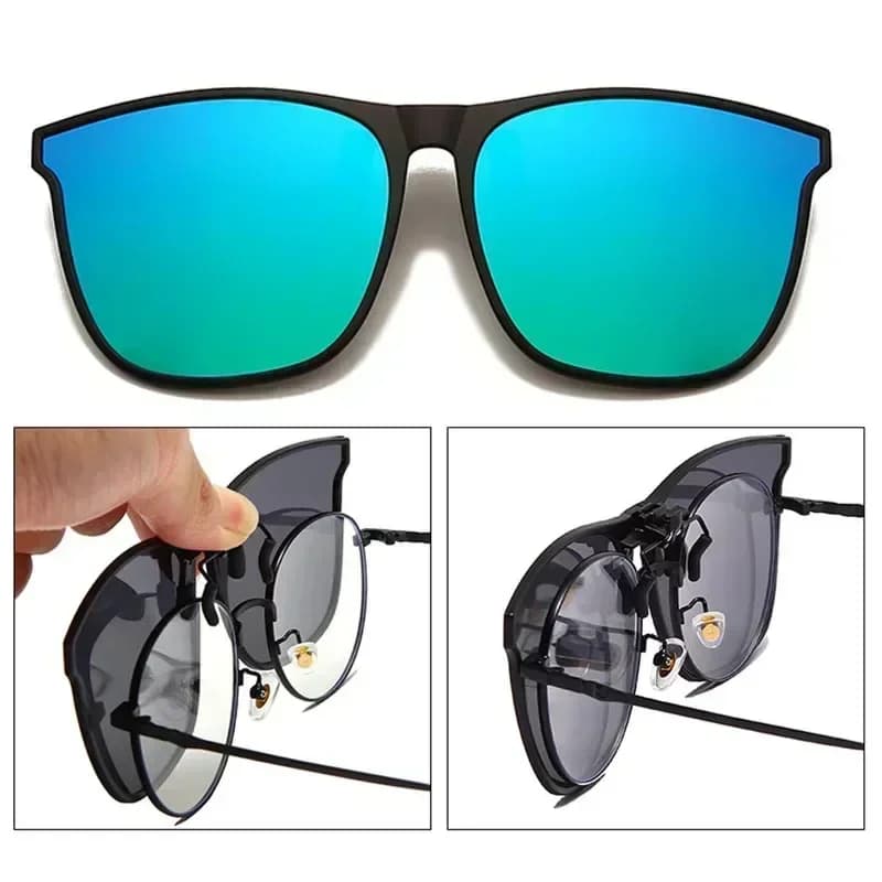 Clip polarizzata su occhiali da sole da uomo occhiali fotocromatici per conducente di auto occhiali per la visione notturna occhiali quadrati vintage antiriflesso Oculos