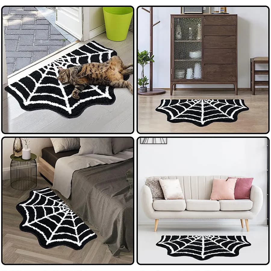 Tappeto da Bagno Halloween Gotico, Tappeto per Camera da Letto, Tappeto con Ragnatela, Decorazione per Casa, Cucina, Soggiorno, Tappetini per Stanza