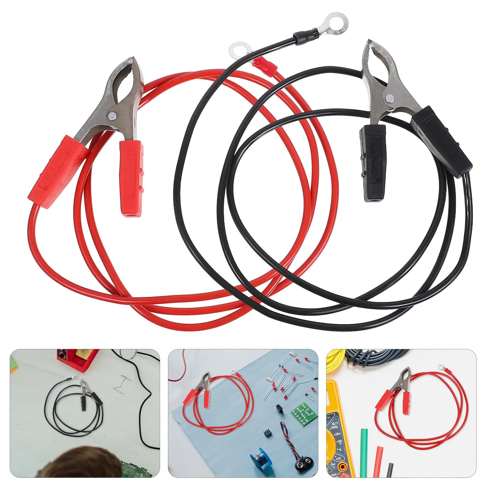 2 Pezzi Morsetti per Cavi di Collegamento per Recinzioni Solari, Morsetti per Batteria, Affidabili in Rame e Gomma, Ricambio per Cavi di Avviamento d'Emergenza per Auto, Morsetto Portatile