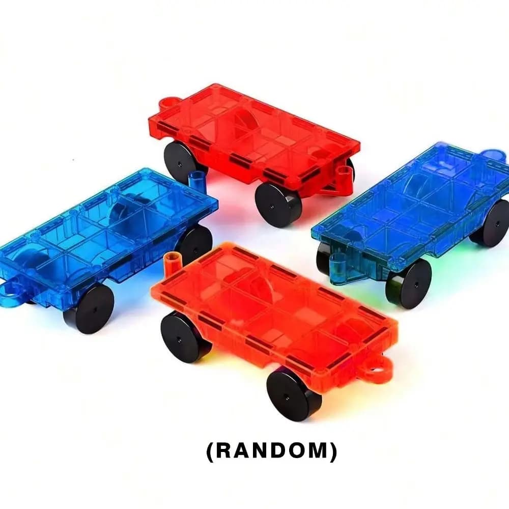 Creativity Plastic Magnetic Car Smooth Wheels Linkable Magnetic Tiles Accessory Magnetic Building Blocks Car Educational Play