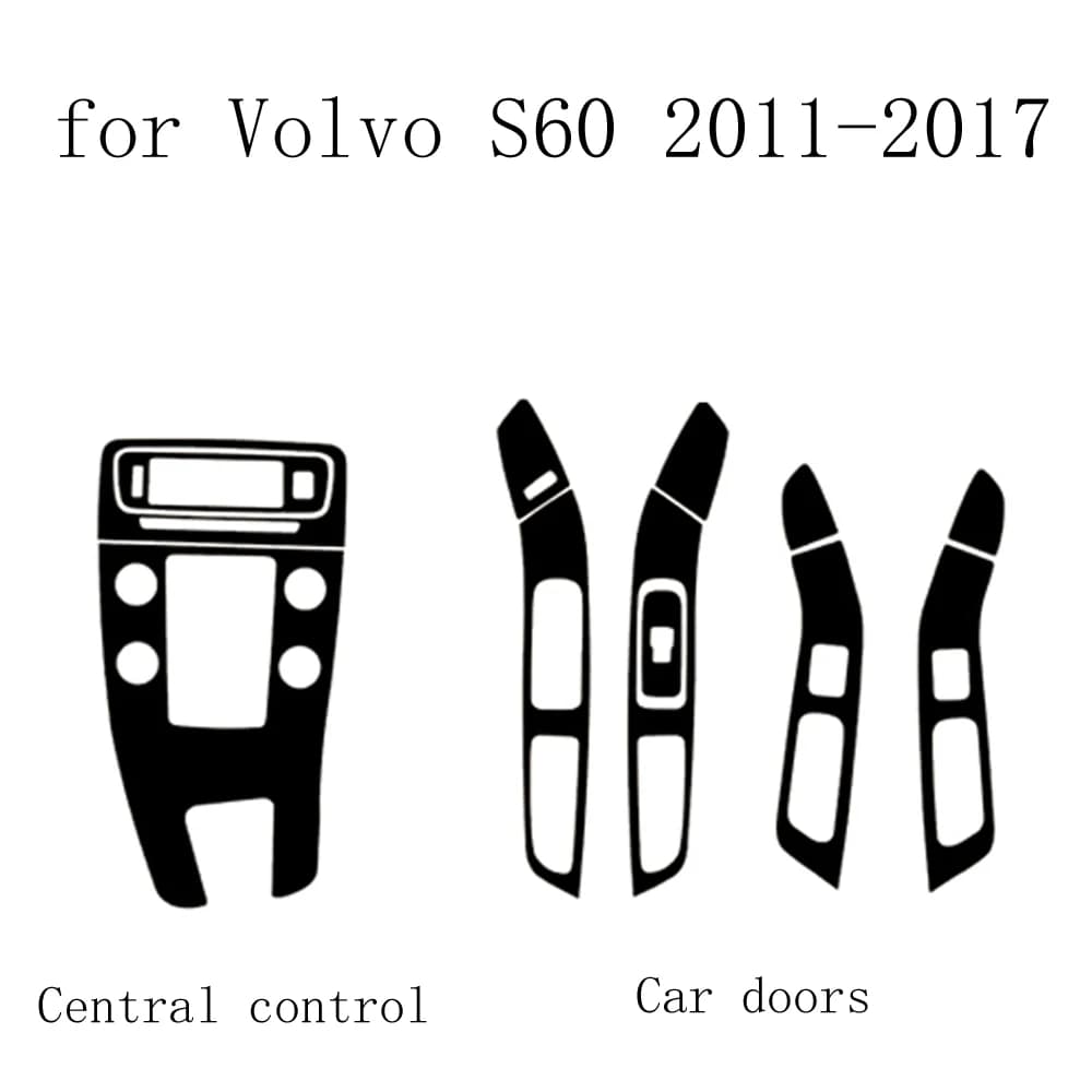 Fibra di carbonio per Volvo S60 V60 2011-2017 Pellicola per auto Adesivi interni Console centrale Gear Cruscotto Air Door Maniglia Pannello di sollevamento