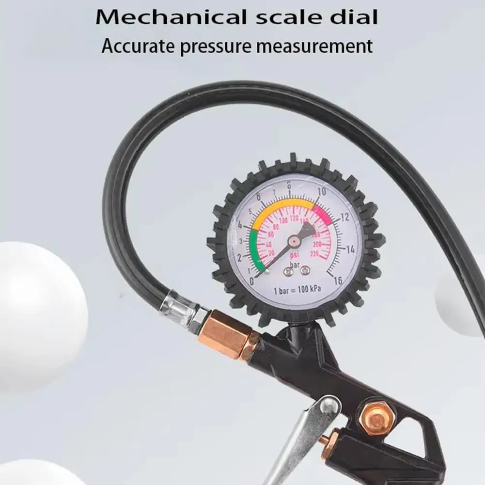Manometro per pneumatici auto 0-16Bar/0-220Psi, tipo pistola, per compressore d'aria, auto, moto, SUV, pompa di gonfiaggio, strumento per la riparazione dei pneumatici