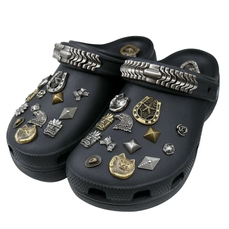 1 pz. Ciondoli per Scarpe, Accessori per Sandali, Fiocchi in Metallo Argentato Rimovibili, Decorazioni per Scarpe di Halloween, Perni W-5