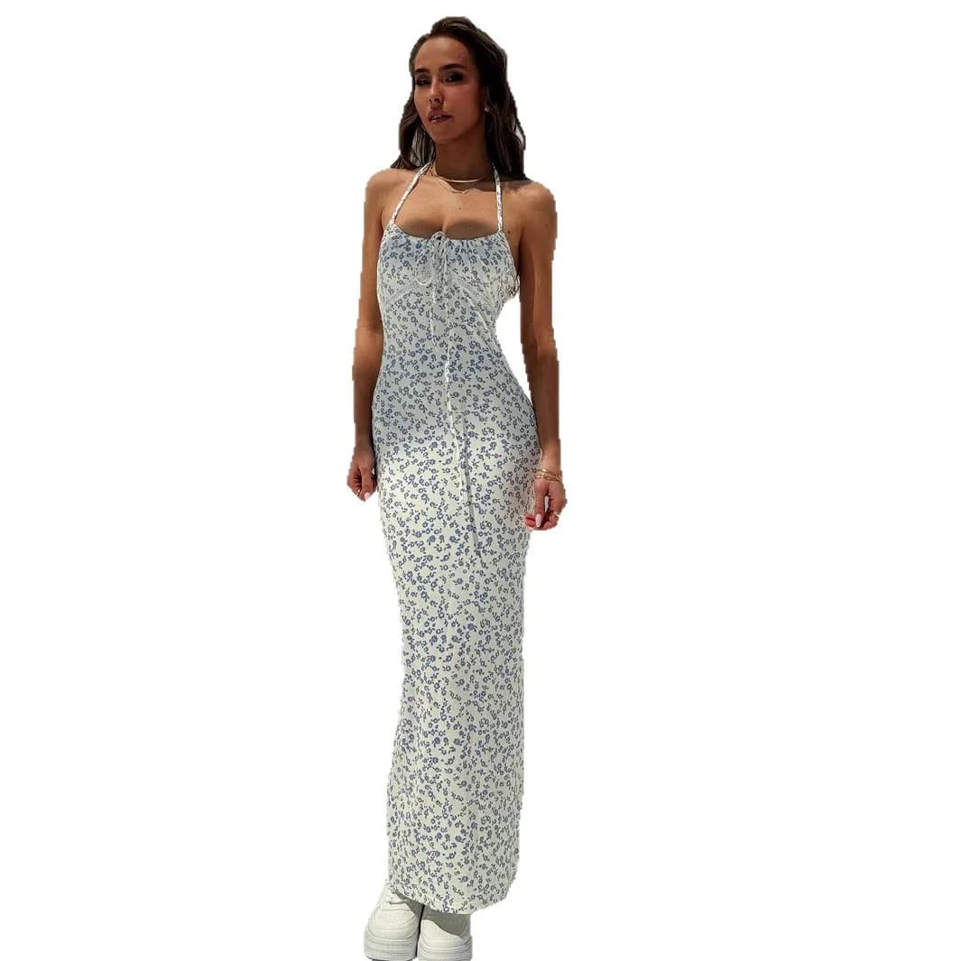 Estate nuovo piccolo vestito a pendolo diviso con bretelle floreali Amazon commercio estero abbigliamento da donna all'ingrosso Cw91134