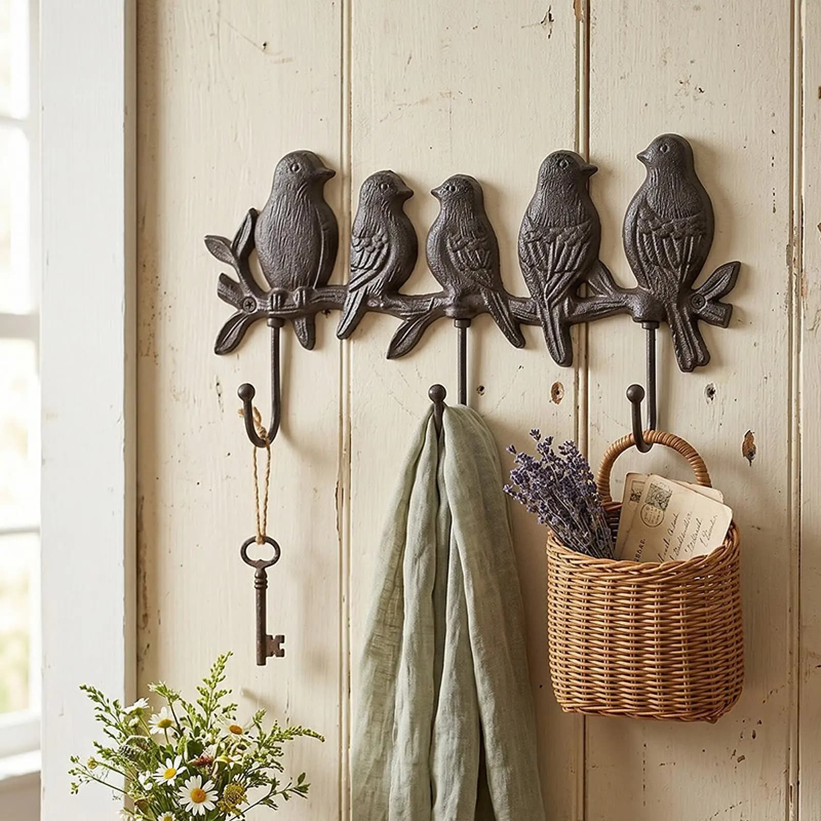Bird Wall Hook Decor Multifunctional Key Rack Holder Wall Hanger Clothes Hanger for Kitchen Front Door Umbrella Handbag Towel