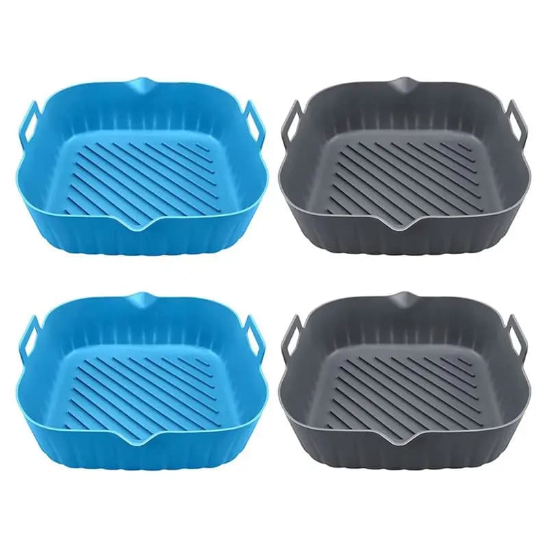 ABWZ-4 Pezzi Grandi Rivestimenti in Silicone per Friggitrice ad Aria, Cestello Riutilizzabile per Friggitrice ad Aria, Tappetini Antiaderenti Resistenti al Calore per Friggitrice ad Aria