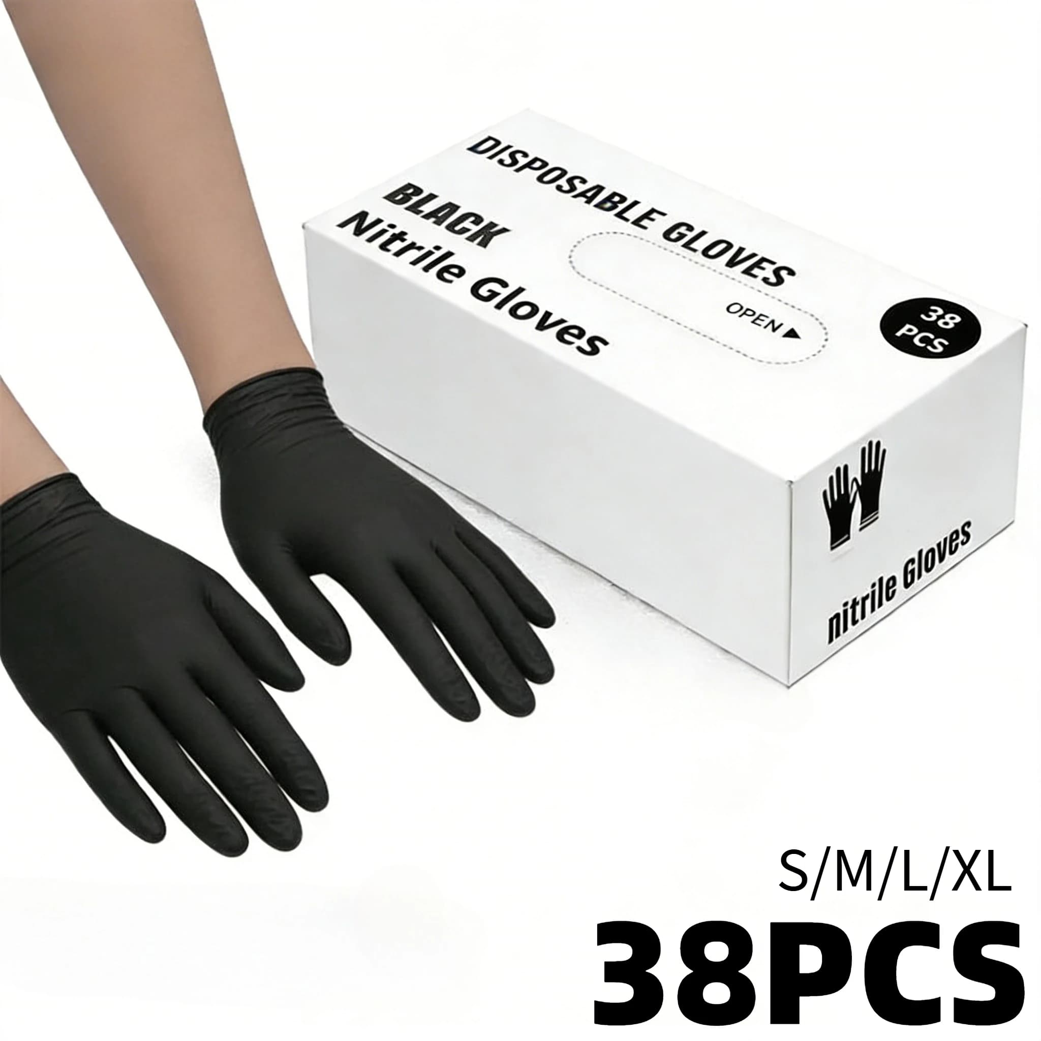 Guanti monouso in nitrile nero da 38 pezzi Guanti da ceaning Igiene domestica Bellezza Ricamo Bagno per animali Smaltimento dei rifiuti