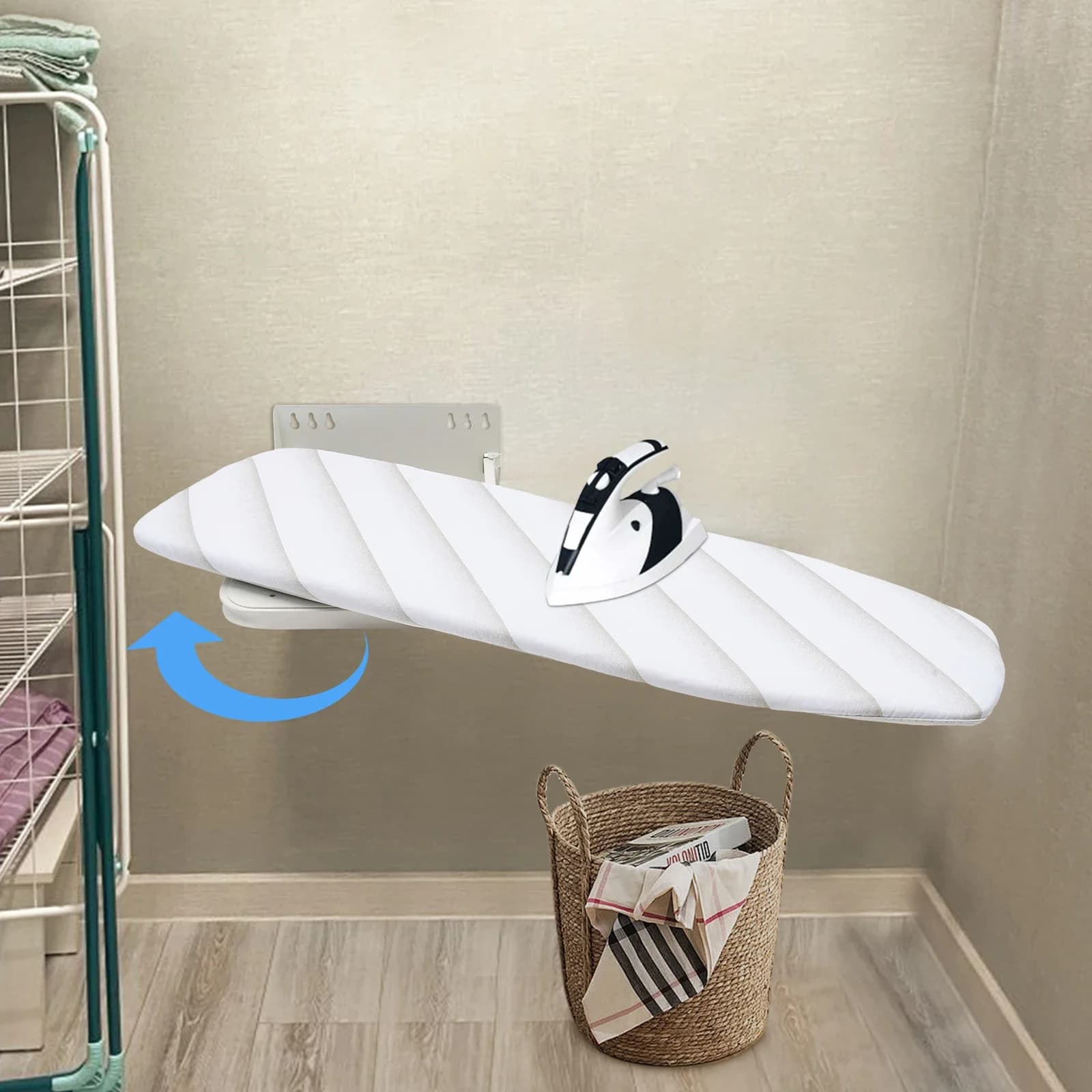 Wall Mounted Ironing Board Heavy Duty Foldable Hiding 180° Swivel Ironing Board