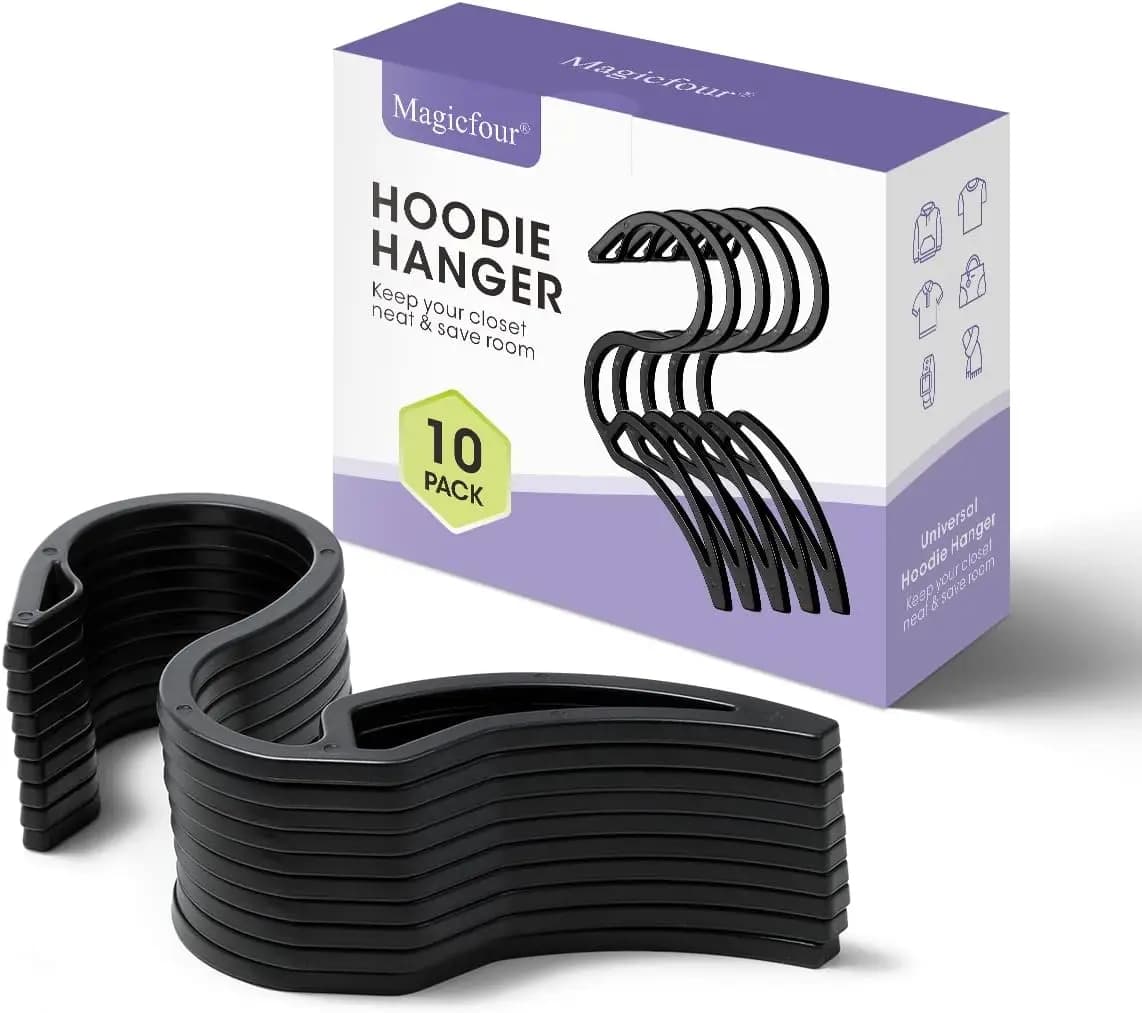 10 grucce per felpe con cappuccio, grucce con gancio in plastica a forma di S per appendere felpe con cappuccio, jeans con cappuccio, giacca, cappello