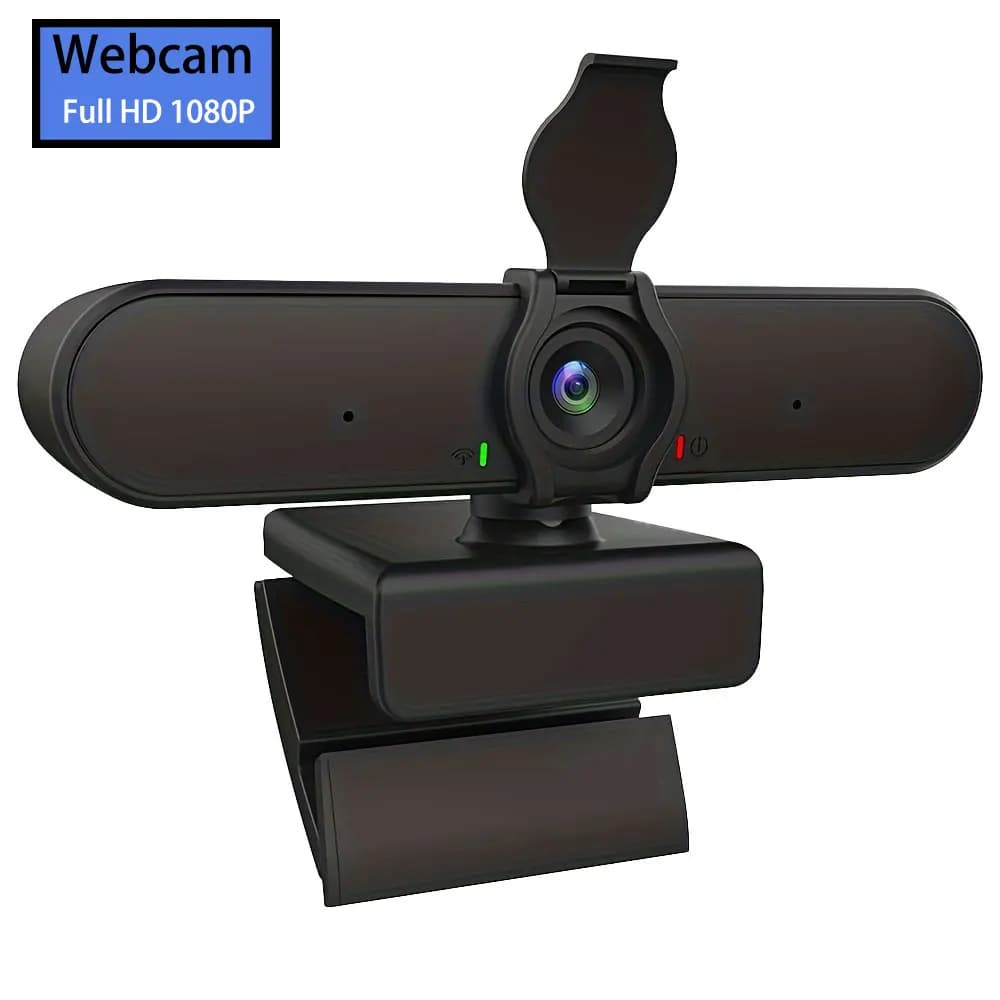 Webcam USB EXHQDR 1080P con copertura privacy, treppiede, grandangolare, 360 ° Rotazione, plug and play per zoom, streaming, videochiamate
