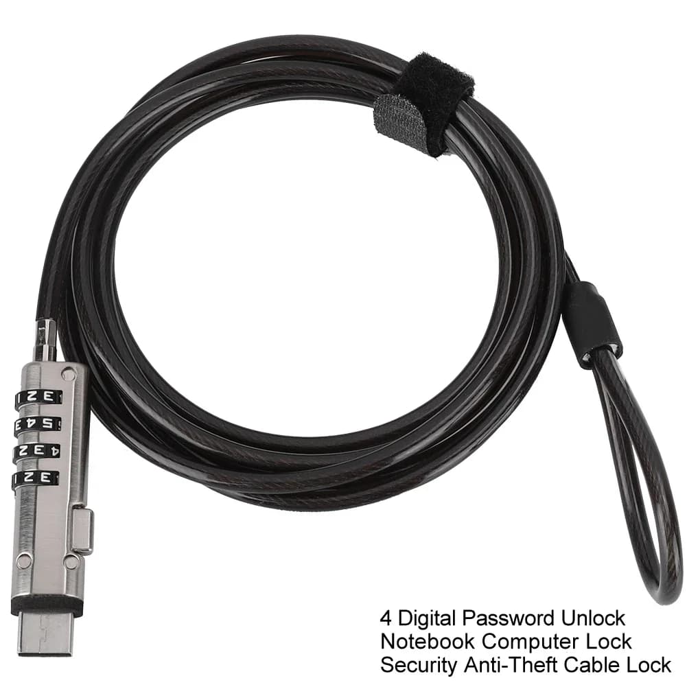 Latop Lock 4 Digital Password Unlock Notebook Computer Lock Security Anti Theft Cable Lock Computer Lock Notebook Cable Lock