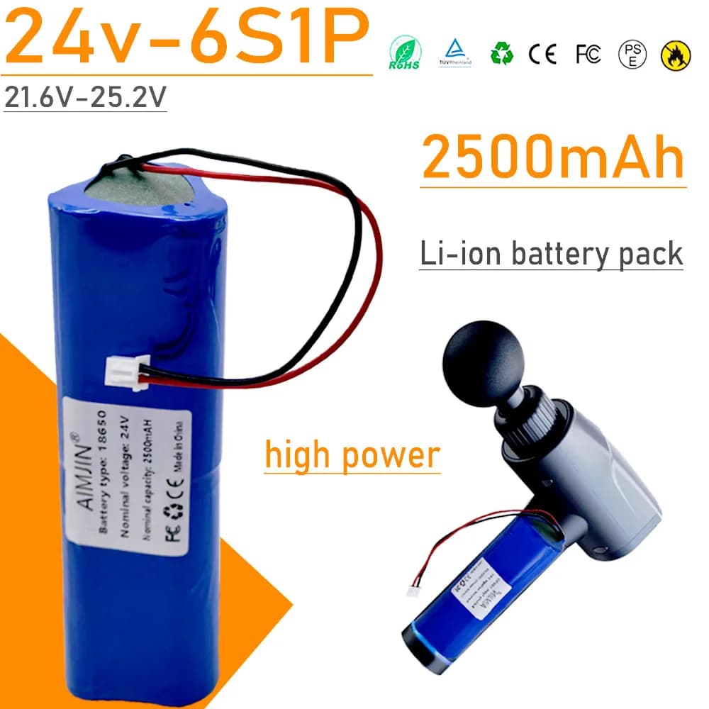 Per macchina per massaggio con batteria per pistola Fascia 24V 2500mAh Batteria universale agli ioni di litio da 25,2 V