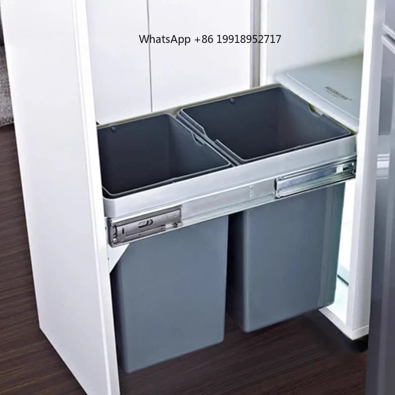 Touchless Motion Sensor Pull-Out Cabinet Trash Can Large Capacity Dual Lids Recycling Bin for Kitchen Waste Container