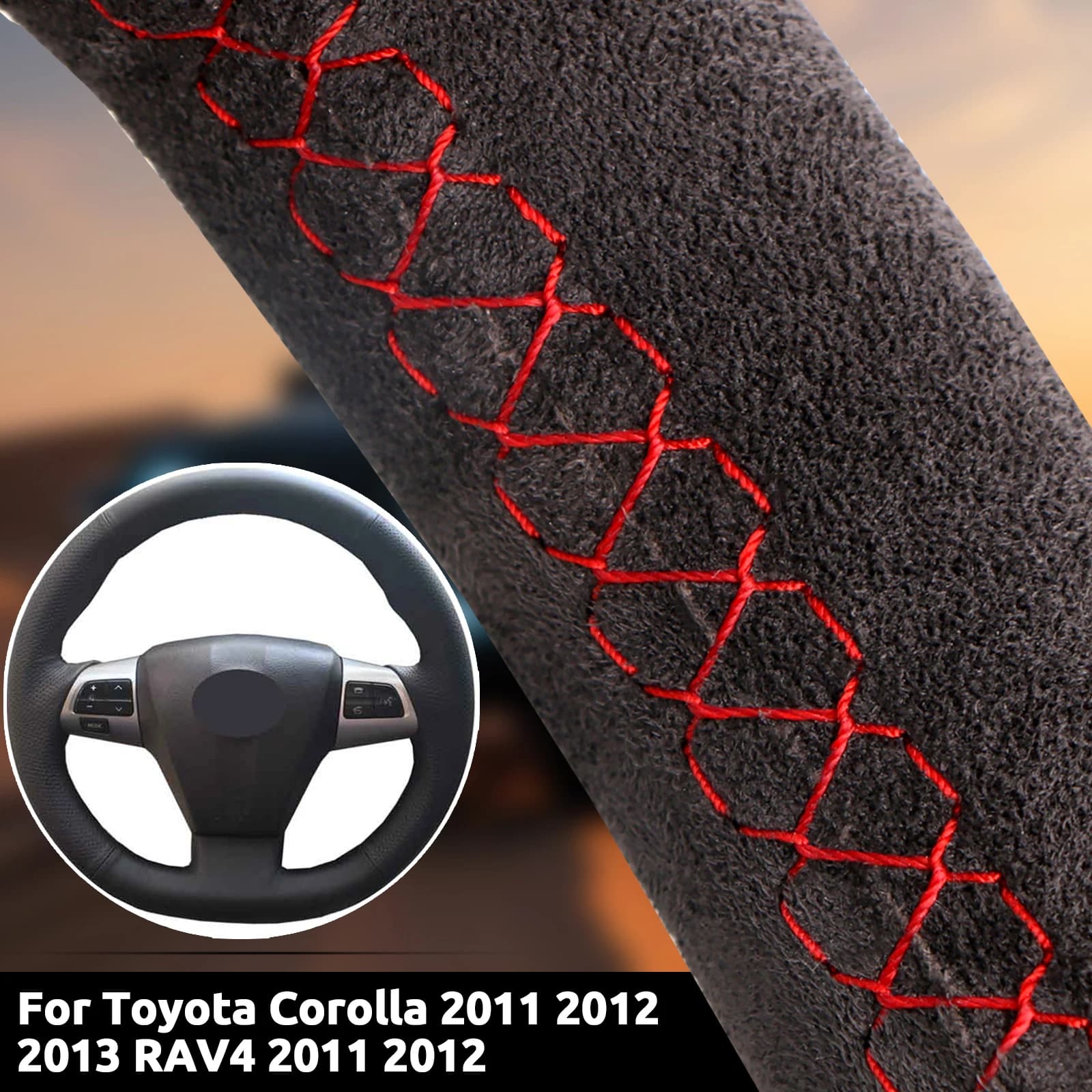 Suede Car Steering Wheel Cover For Toyota Corolla 2011 2012 2013 RAV4 2011 2012 Luxury Custom Soft Leather Auto Accessories