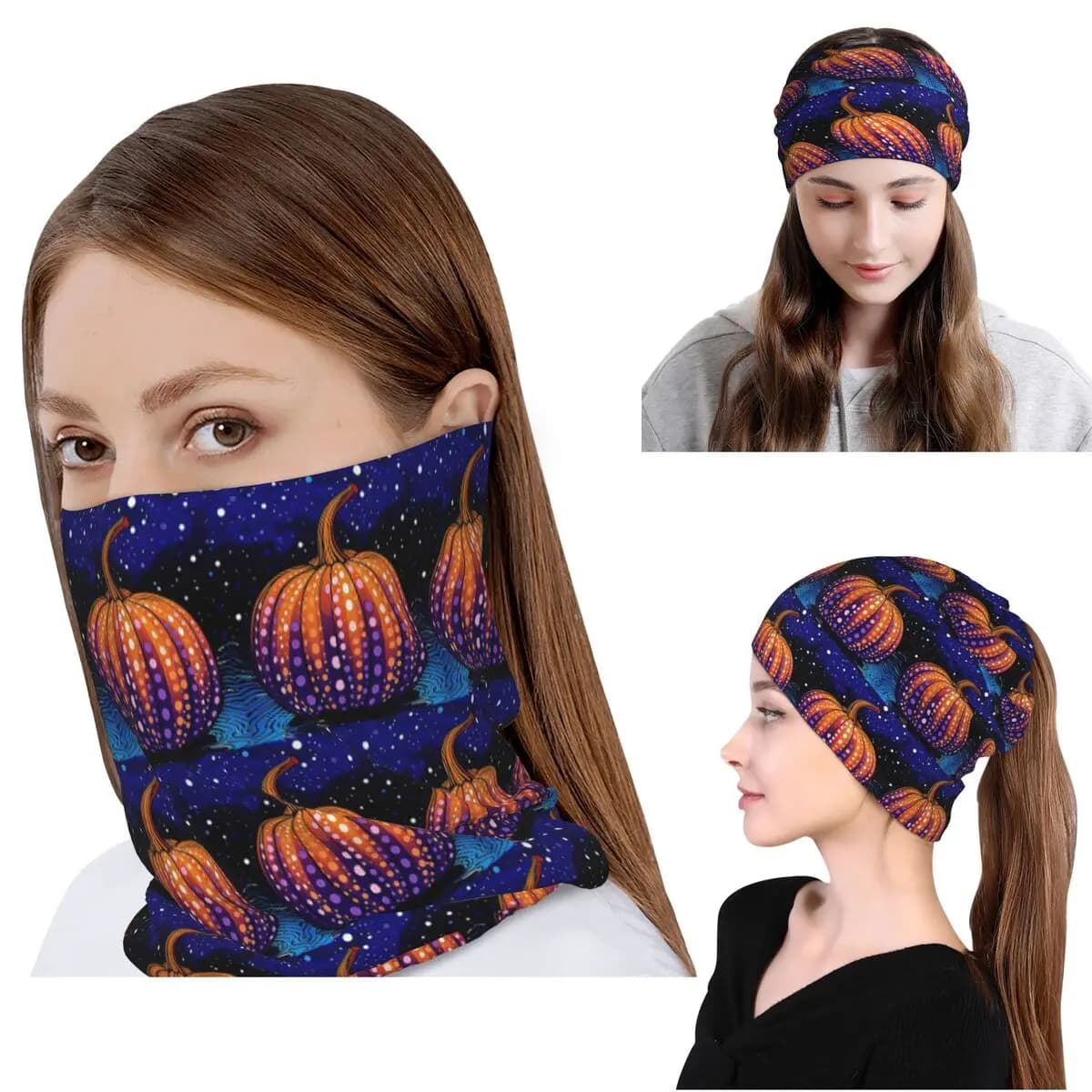 Bandana Yayoi Kusama Polka Pumpkin, Scaldacollo, Sciarpa Magica, Balaclava Multiuso, Berretto per Uomo Donna Adulto Traspirante