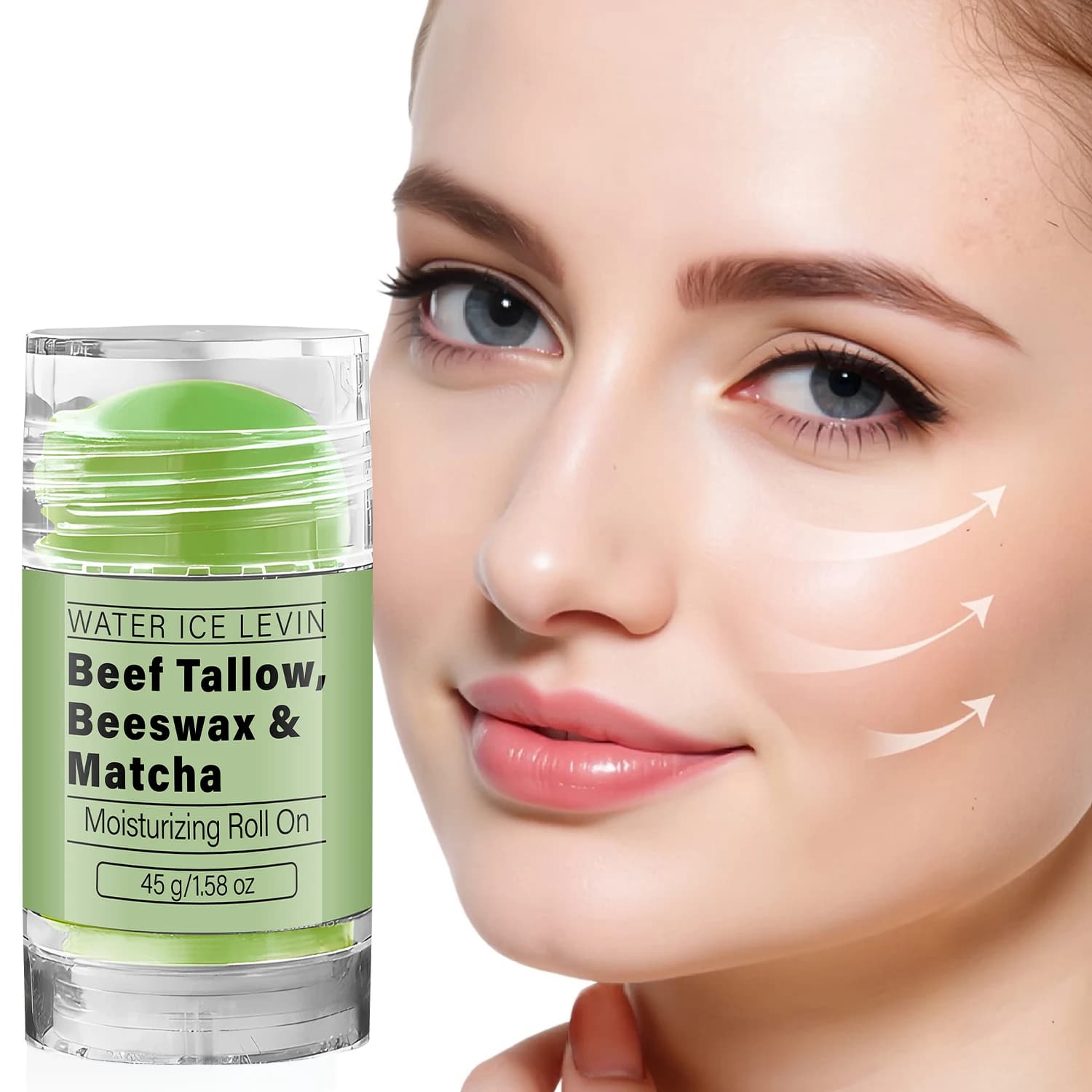 Collagen Infused Matcha Tallow Balm, Beef Tallow & Beeswax Moisturizing Roll On Treatment