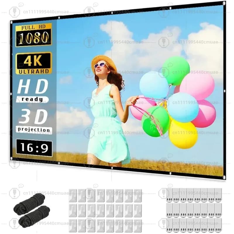 Good Quality Outdoor Portable Projection Movie Projector Screen White Fabric Factory 100 Inch
