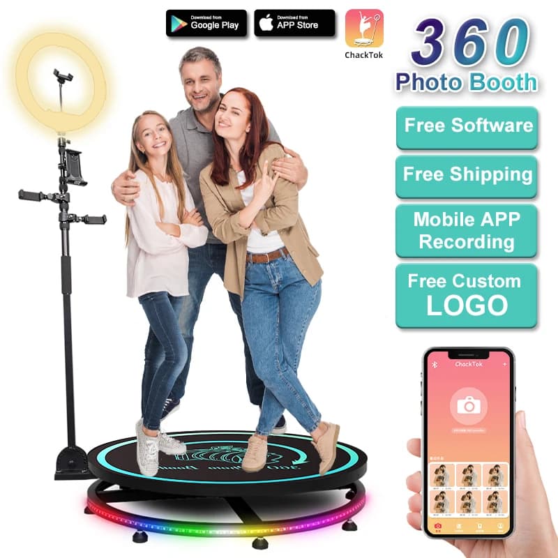 MWE 360 Photo Booth Machine with Flight Case & Battery Pack for Parties, 360 Slow Motion Camera Booth Deluxe Suit Customizable – Spin Video Booth for Weddings, Events, Rentals