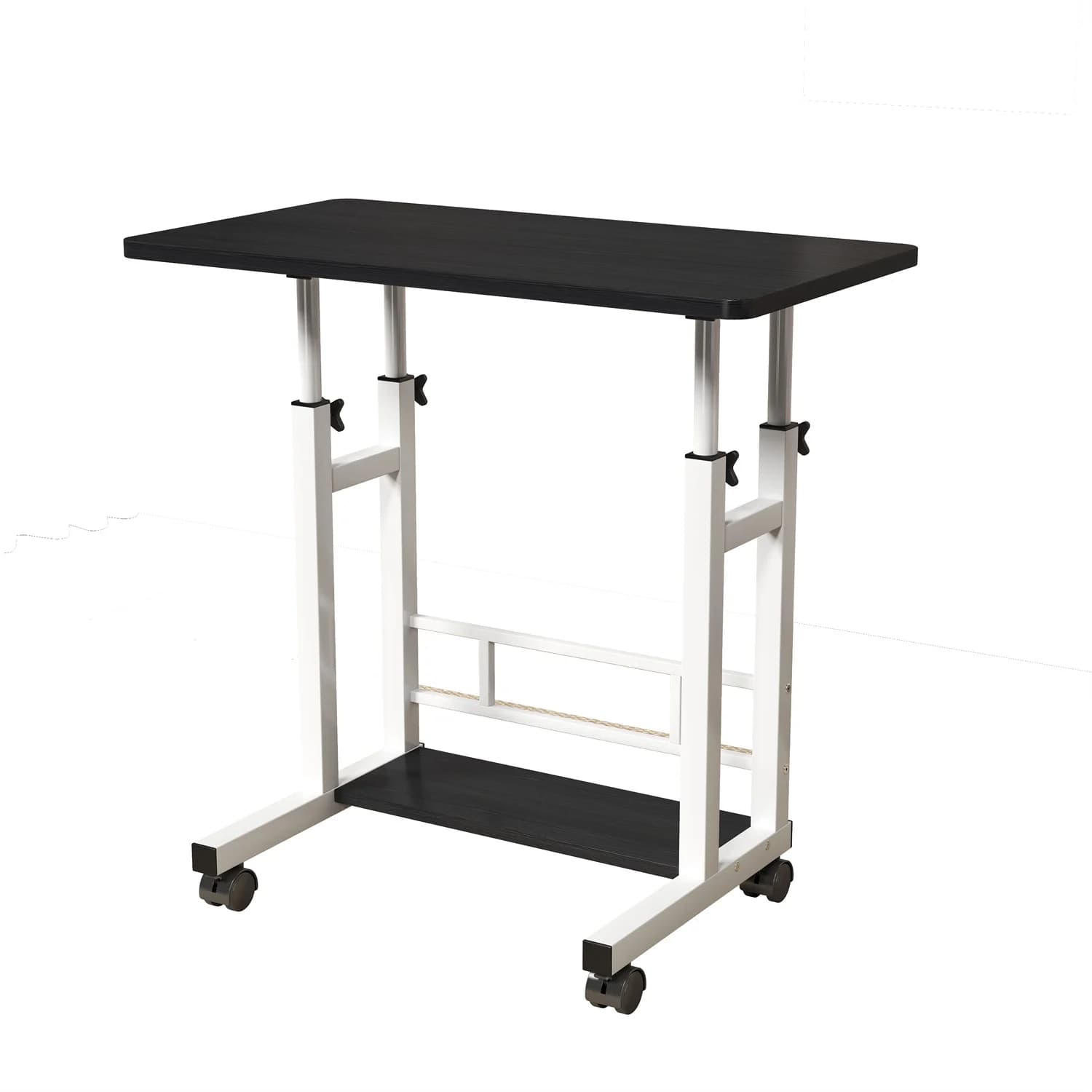 Scrivania Mobile con Ruote e Altezza Regolabile, Postazione di Lavoro Portatile per Computer con Carrello per Casa e Ufficio