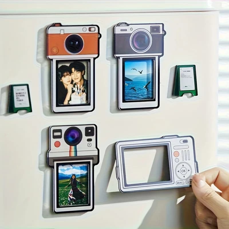 4PCS Retro Camera Shape Refrigerator Tile Set, 2D Acrylic Material Magnetic Camera Shape Photo Frame, Record Good Memories