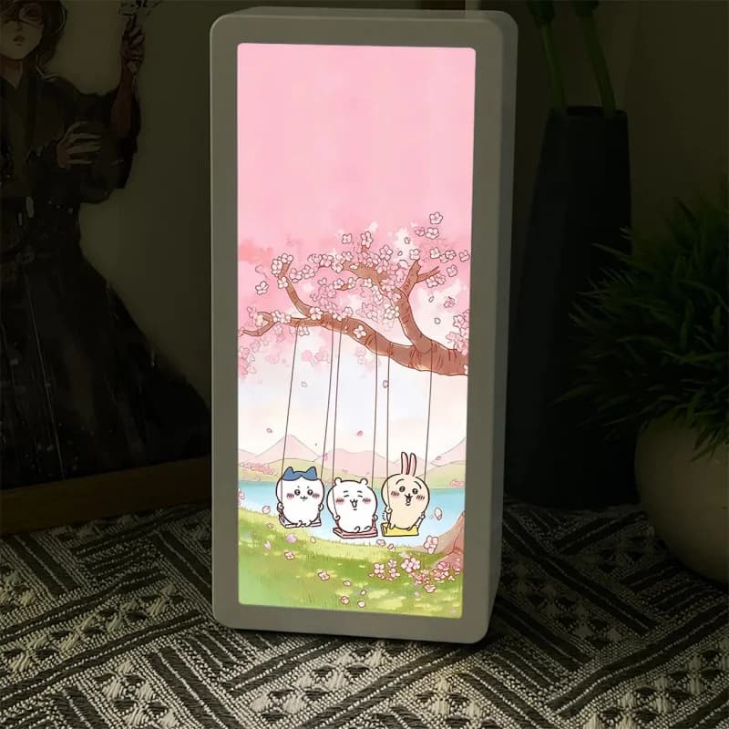 Lampada da notte a LED Chiikawa, simpatica lampada da tavolo con stampa di personaggi anime, luce notturna a luce soffusa per camera da letto, lampada kawaii, idea regalo