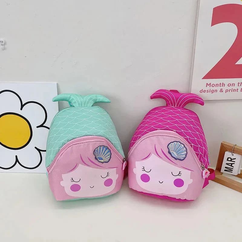 Zaino per bambini principessa con paillettes per asilo Zaini a coda di pesce per cartoni animati per bambini Borsa da scuola per bambini con sirena carina per ragazze