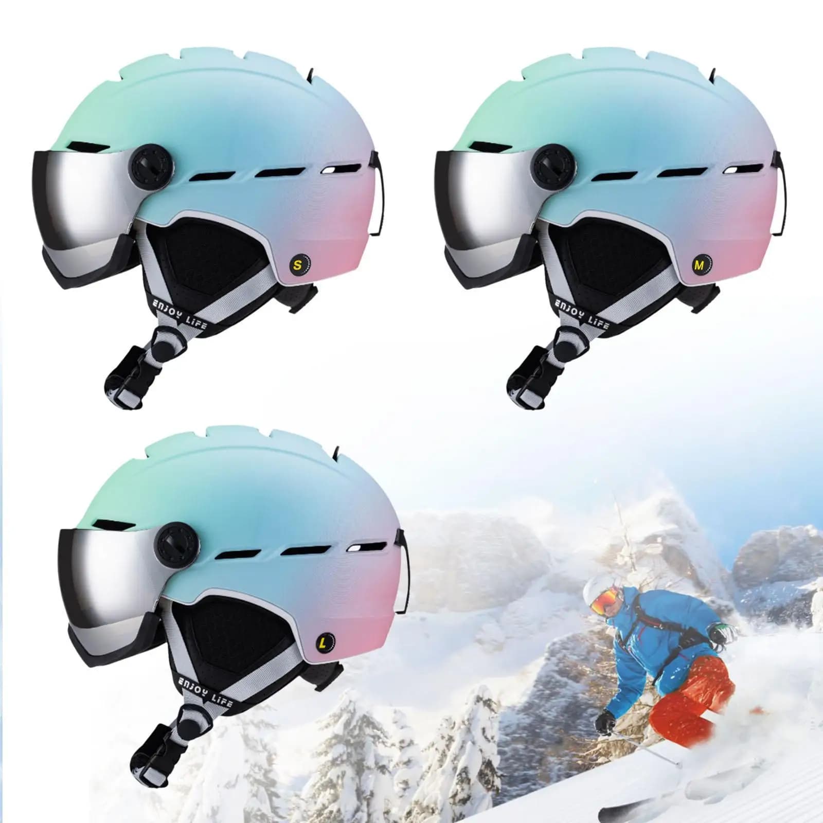 Ski Helmet Snow Helmet and Goggles Set, Lightweight EPS Foam Skateboard Helmet Snowboarding Helmet for Snow Sports Skateboard
