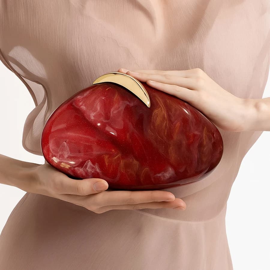 Borsa a tracolla da donna di lusso con manico in metallo, mini pochette a forma di chiocciola in acrilico, borsa a mano rigida a conchiglia per la spiaggia