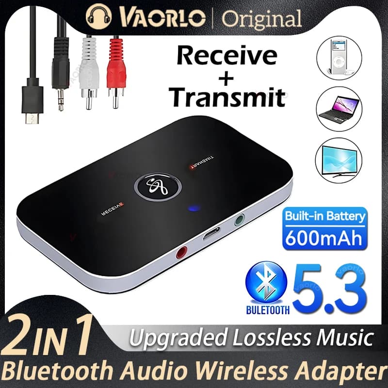 New Update Bluetooth 5.3 Audio Transmitter RCA 3.5mm AUX Jack USB Dongle Wireless Adapter for Car Music PC TV Headphones