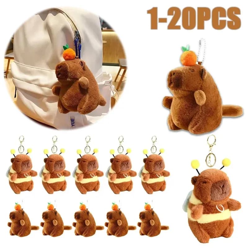 1-10PCS Marrone Morbido Capibara Portachiavi Cross Dressing Divertente Peluche Ape Ciondolo Pelliccia Tirando Corda Animale Del Fumetto Portachiavi Coppia