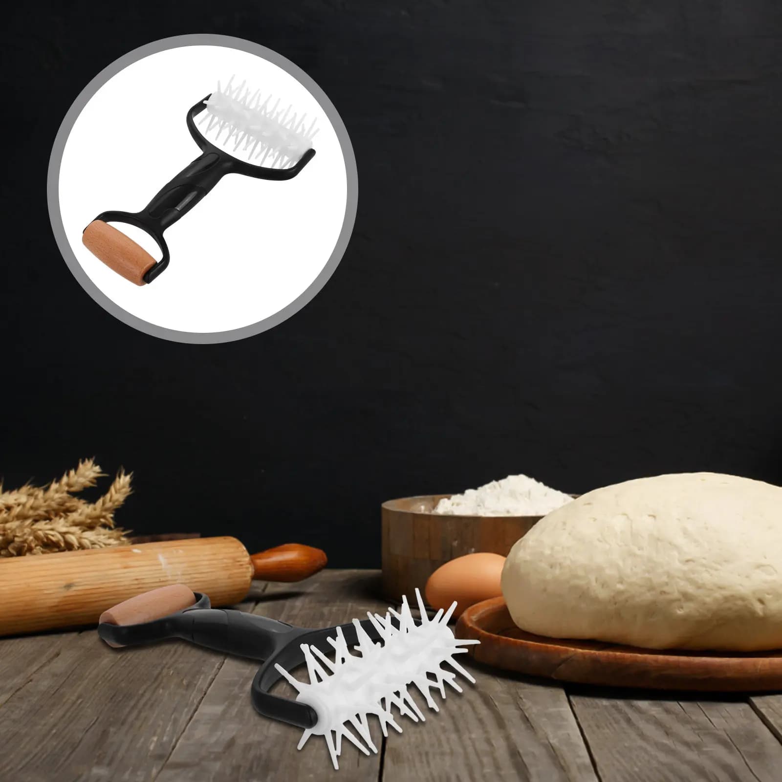 Rolling Pin Pizza Cutter Dough Roller For Baking Pie Pastry Dumpling Wrappers Hole Puncher Multifunctional Pizza Making