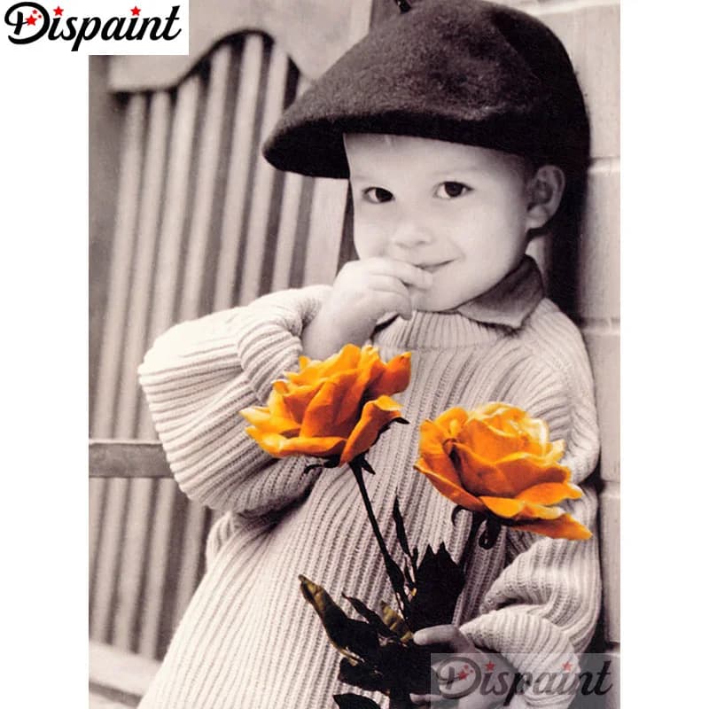 Dispaint Pieno Quadrato/Rotondo Trapano 5D Pittura Diamante FAI DA TE "Carattere fiore" 3D Ricamo Punto Croce Complementi Arredo Casa Regalo A11160
