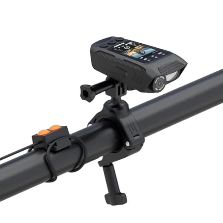 Telecamera per Bicicletta con Display Intelligente, Videocamera d'Azione 4K60fps con GPS, Tachimetro/Contachilometri, Anti-Shake, Luci per Bici