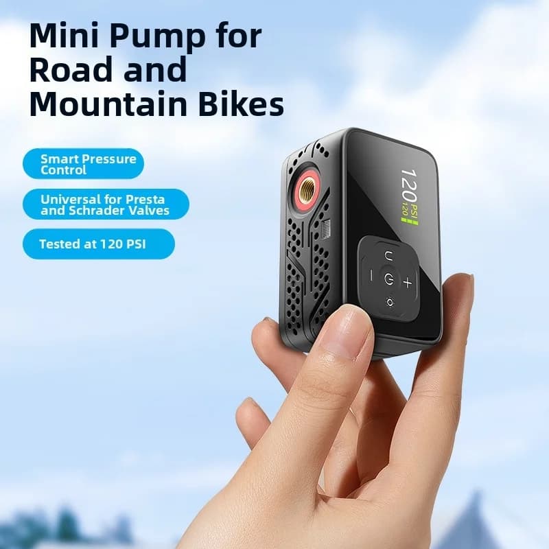 Pompa Elettrica Portatile Mini per Bicicletta, con Arresto Automatico Intelligente della Pressione per Bici da Strada e Mountain Bike, Uso di Emergenza